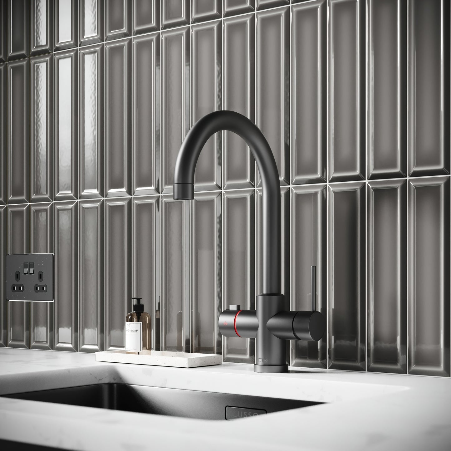 Metro Stirling Grey Glazed Porcelain Bevelled Wall Tile