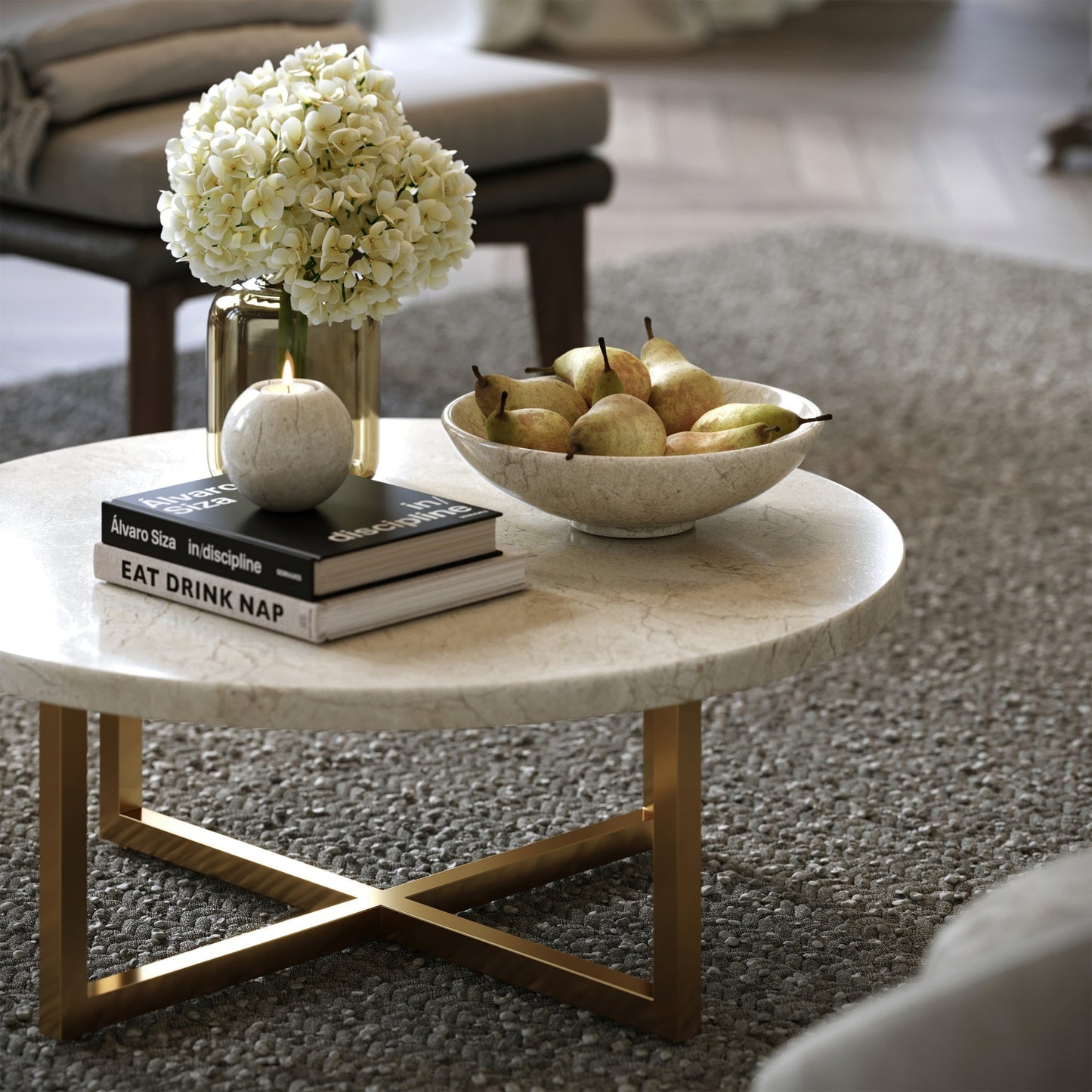 Millesi Crema Marfil Marble Large Fruit Bowl