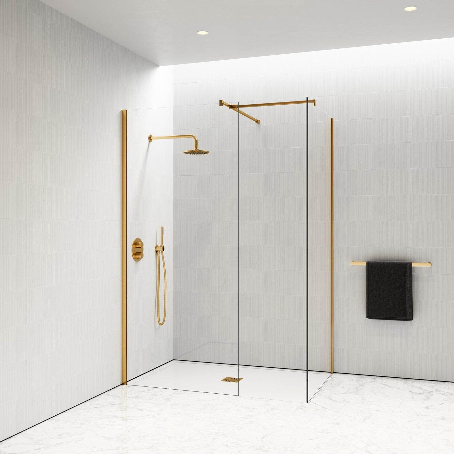 Modular Complete Walk In Shower Enclosure Brushed Gold - KIT B (ALL SIZES)