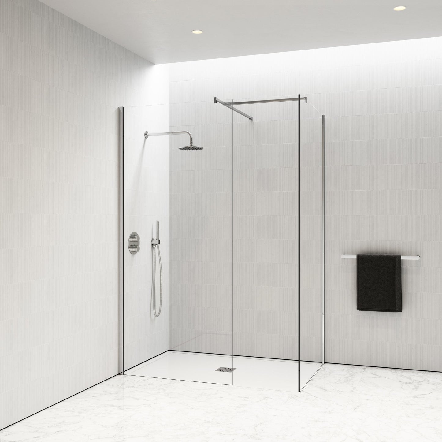 Modular Complete Walk In Shower Enclosure Chrome - KIT B (ALL SIZES)