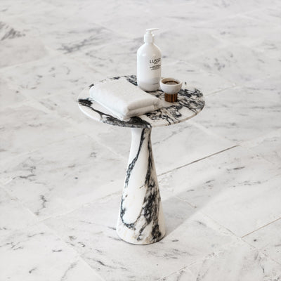 Monet Arabescato Marble Side Table 380mm