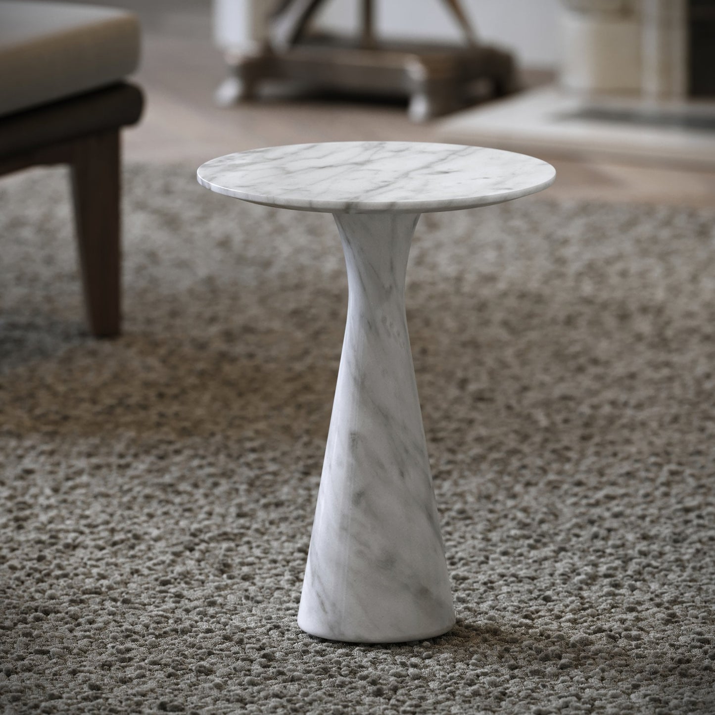 Monet Carrara Marble Side Table 380mm