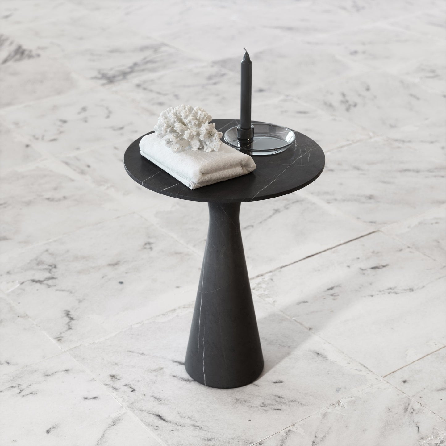Monet Pietra Grey Marble Side Table 380mm