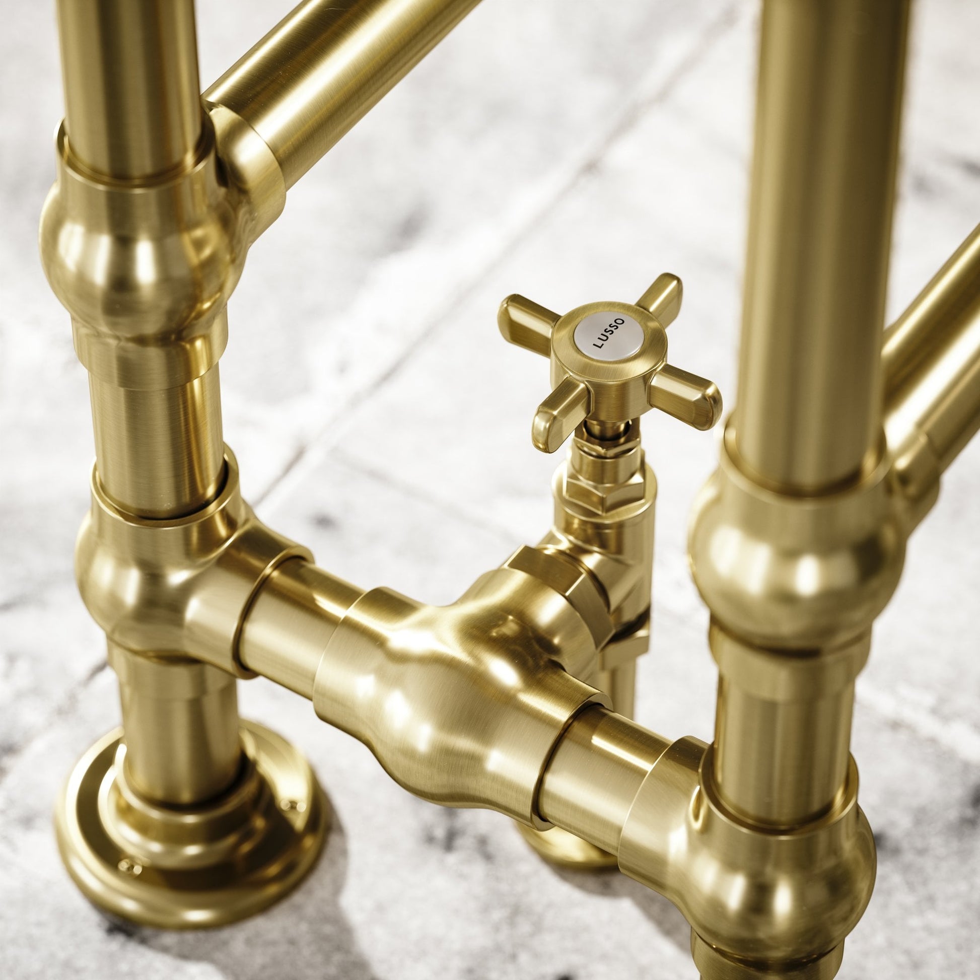 Montpelier Floor Mounted Traditional Towel Warmer Radiator Brushed Gold