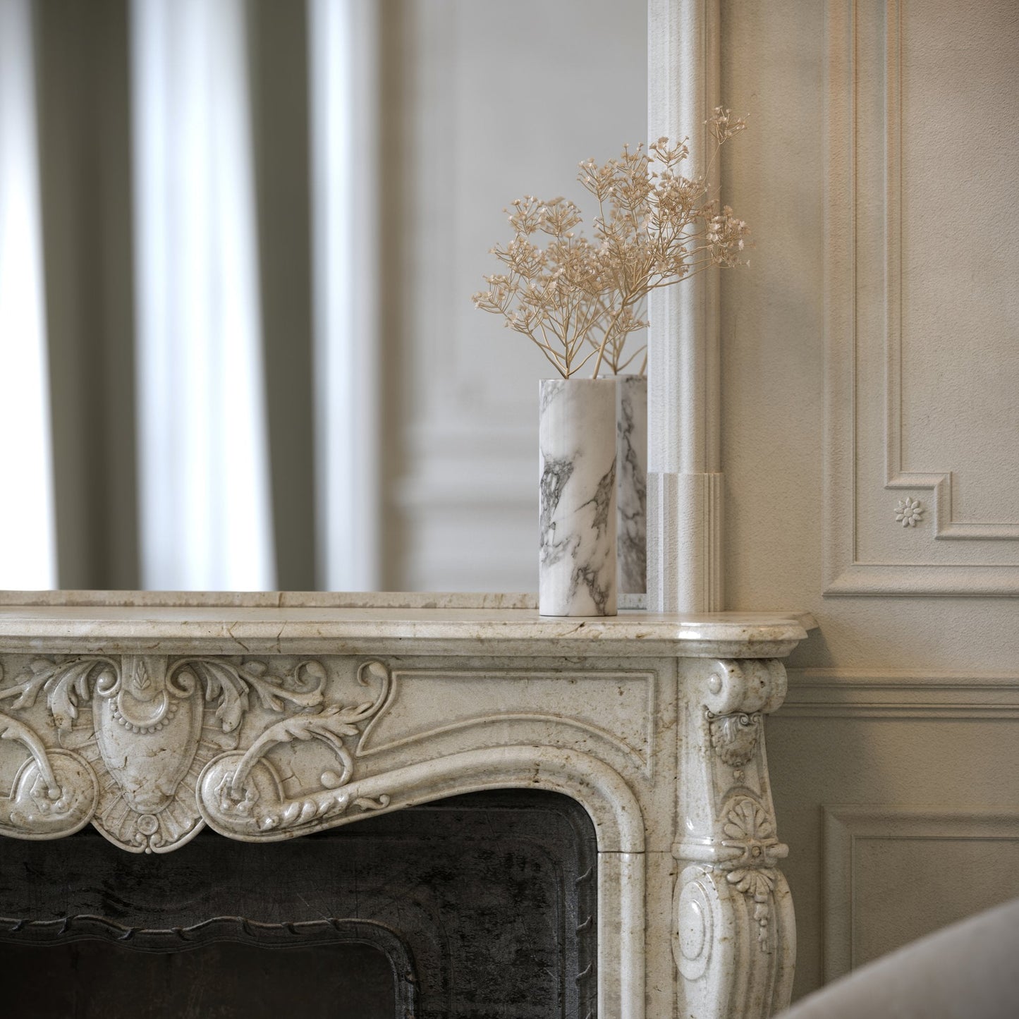 Moretti Arabescato Marble Tall Vase