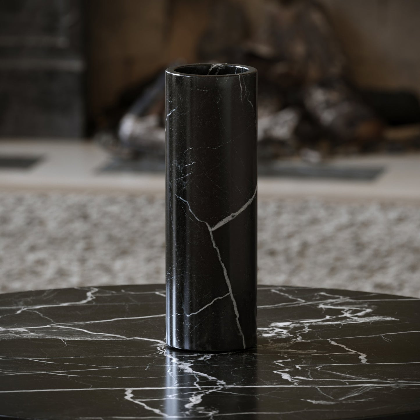 Moretti Nero Marquina Marble Tall Vase