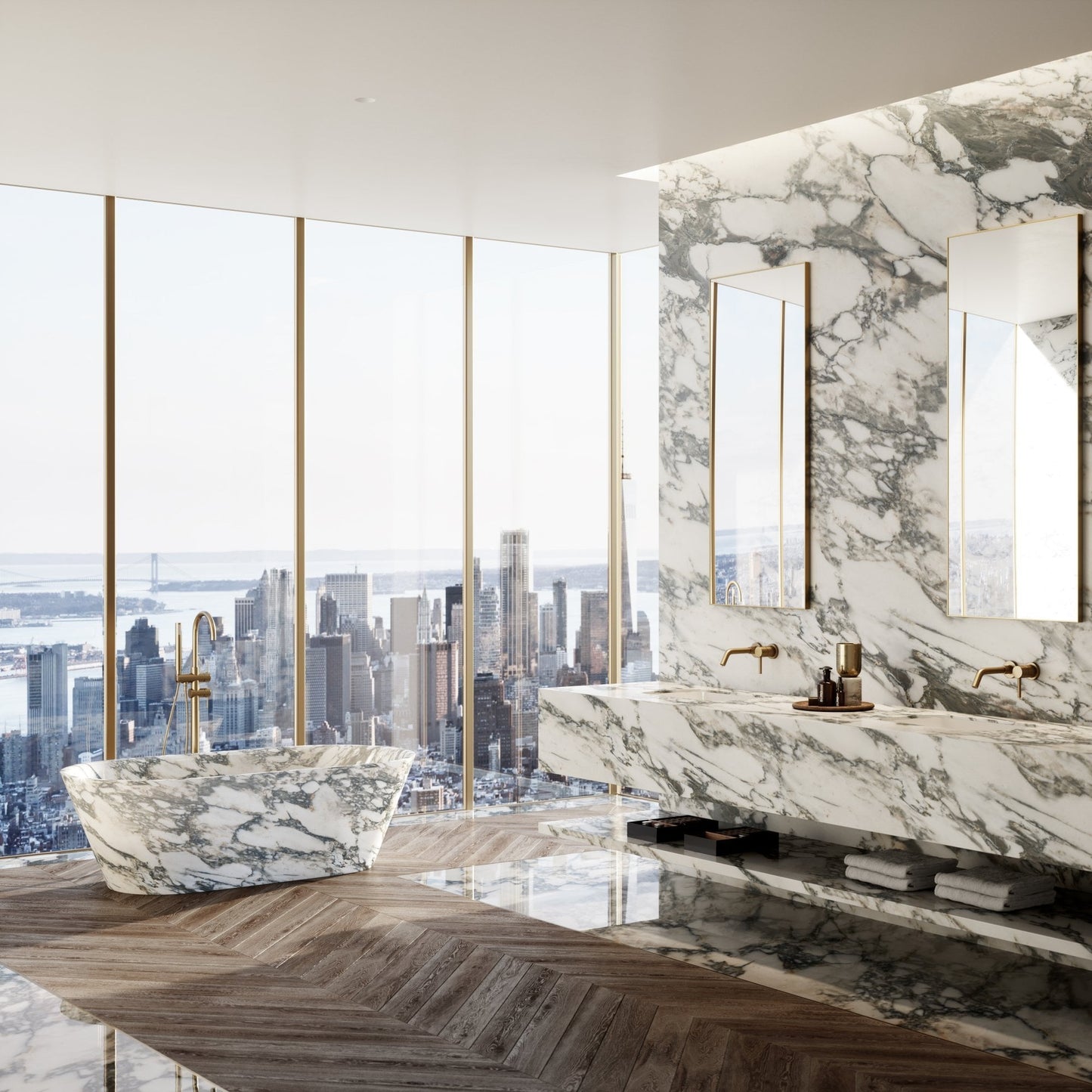 Muse Arabescato Marble Freestanding Bath 1700mm