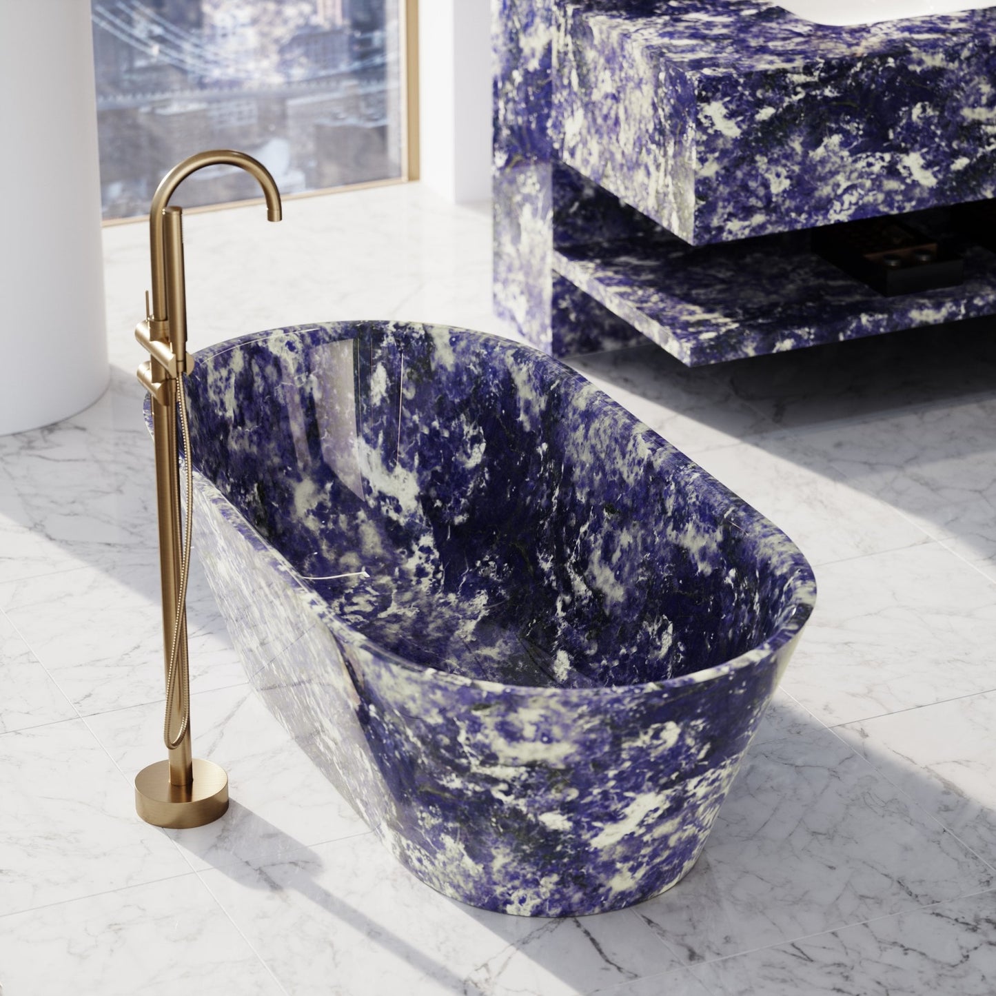 Muse Bolivian Blue Marble Sodalite Bath 1700mm
