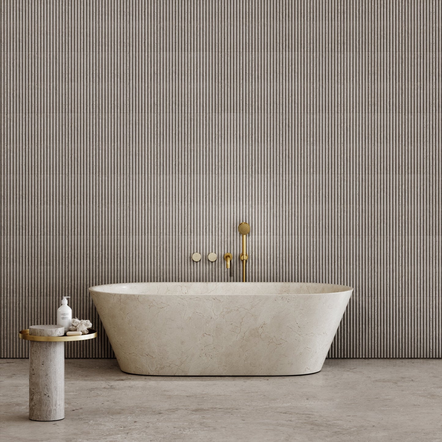 Muse Crema Marfil Marble Freestanding Bath 1700mm