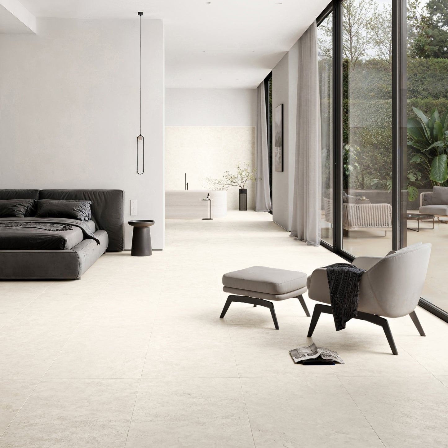 Navona Bianco Ivory Limestone Porcelain Wall or Floor Tile 1200 x 600mm