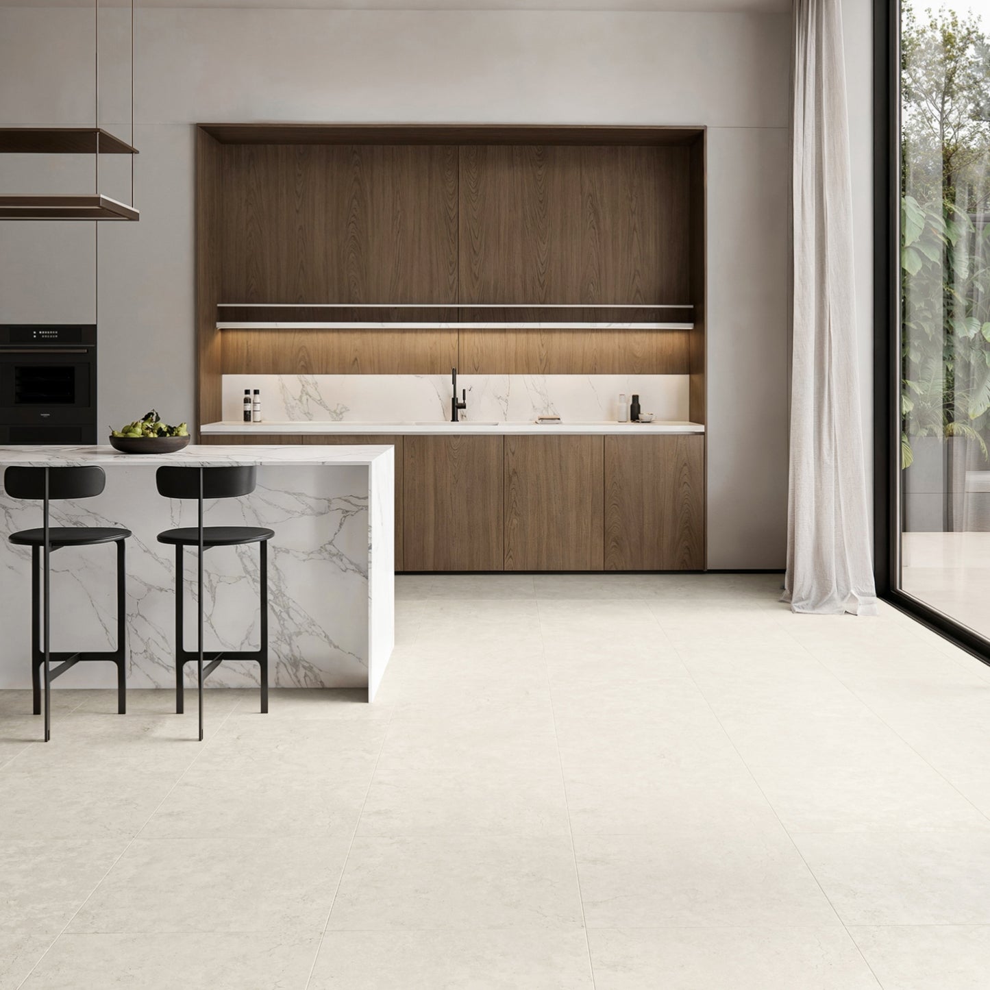Navona Bianco Ivory Limestone Porcelain Wall or Floor Tile 600 x 600mm