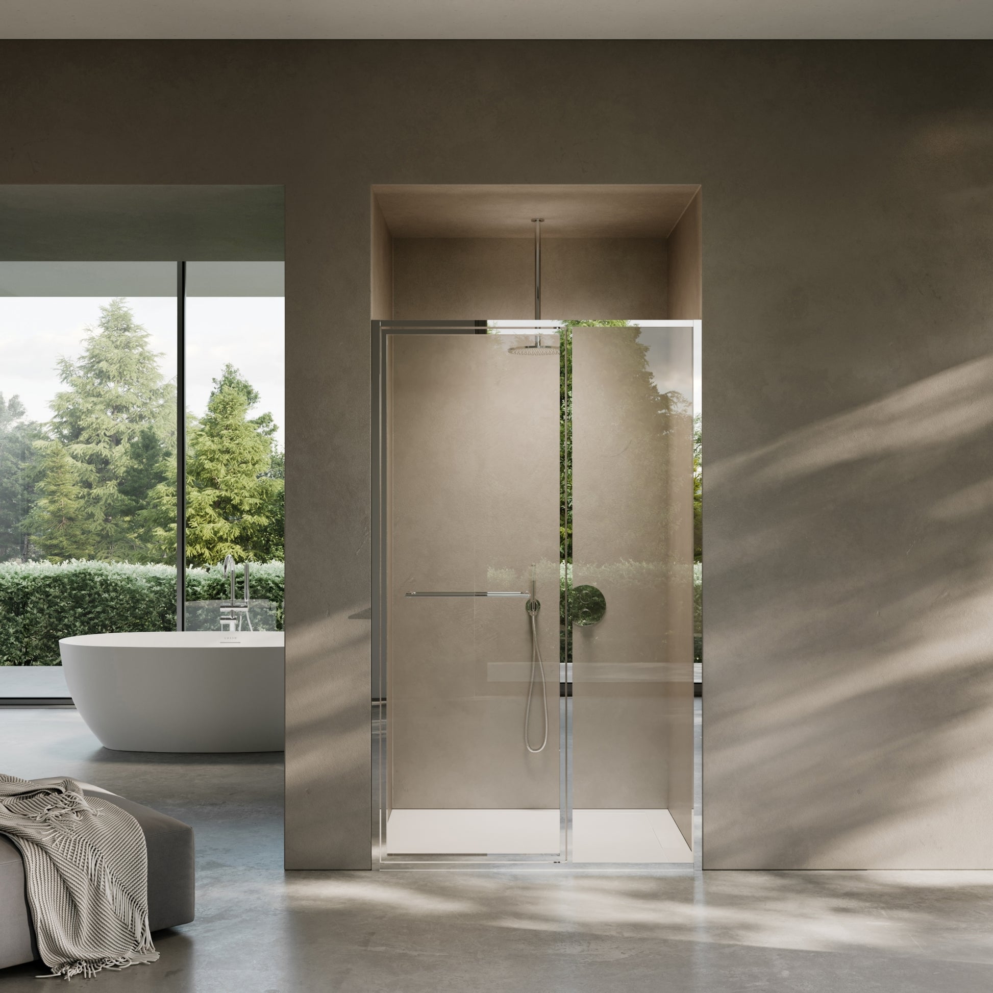 Nouveau Chrome Hinged Shower Door & Screen (All Sizes)