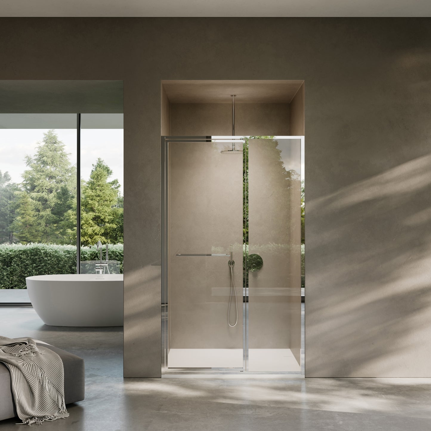 Nouveau Chrome Hinged Shower Door & Screen (All Sizes)