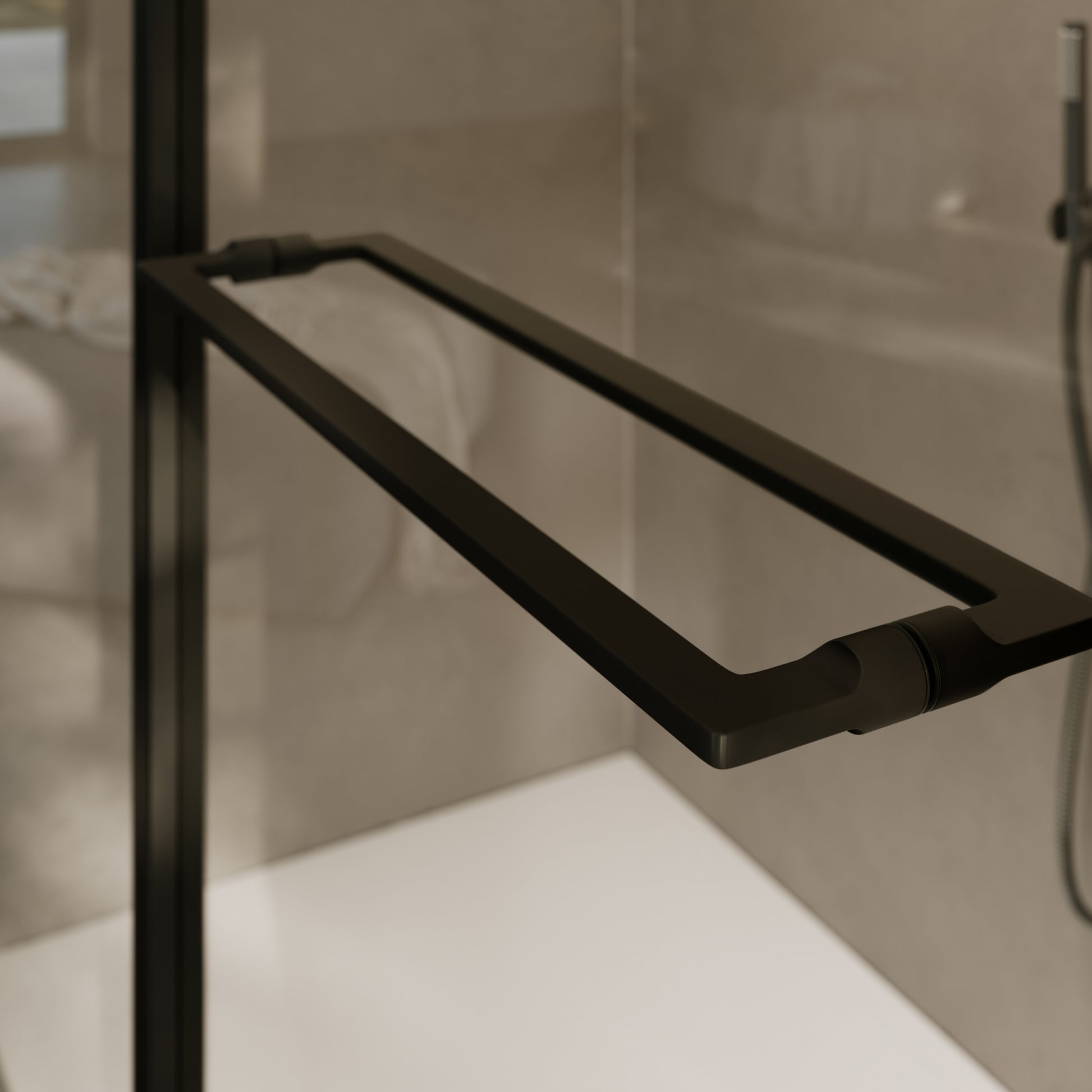 Nouveau Matte Black Hinged Shower Door & Screen (All Sizes)