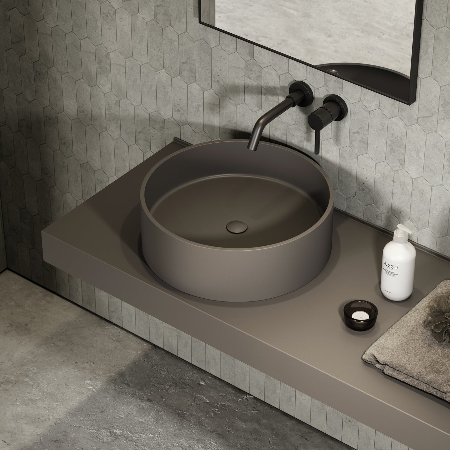 Nuvo Earth Round Countertop Stone Basin 450mm
