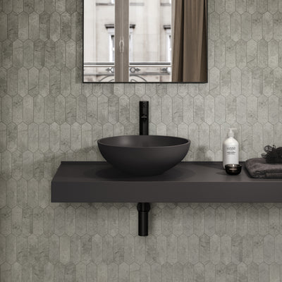 Oasis Charcoal Round Countertop Stone Basin 420mm