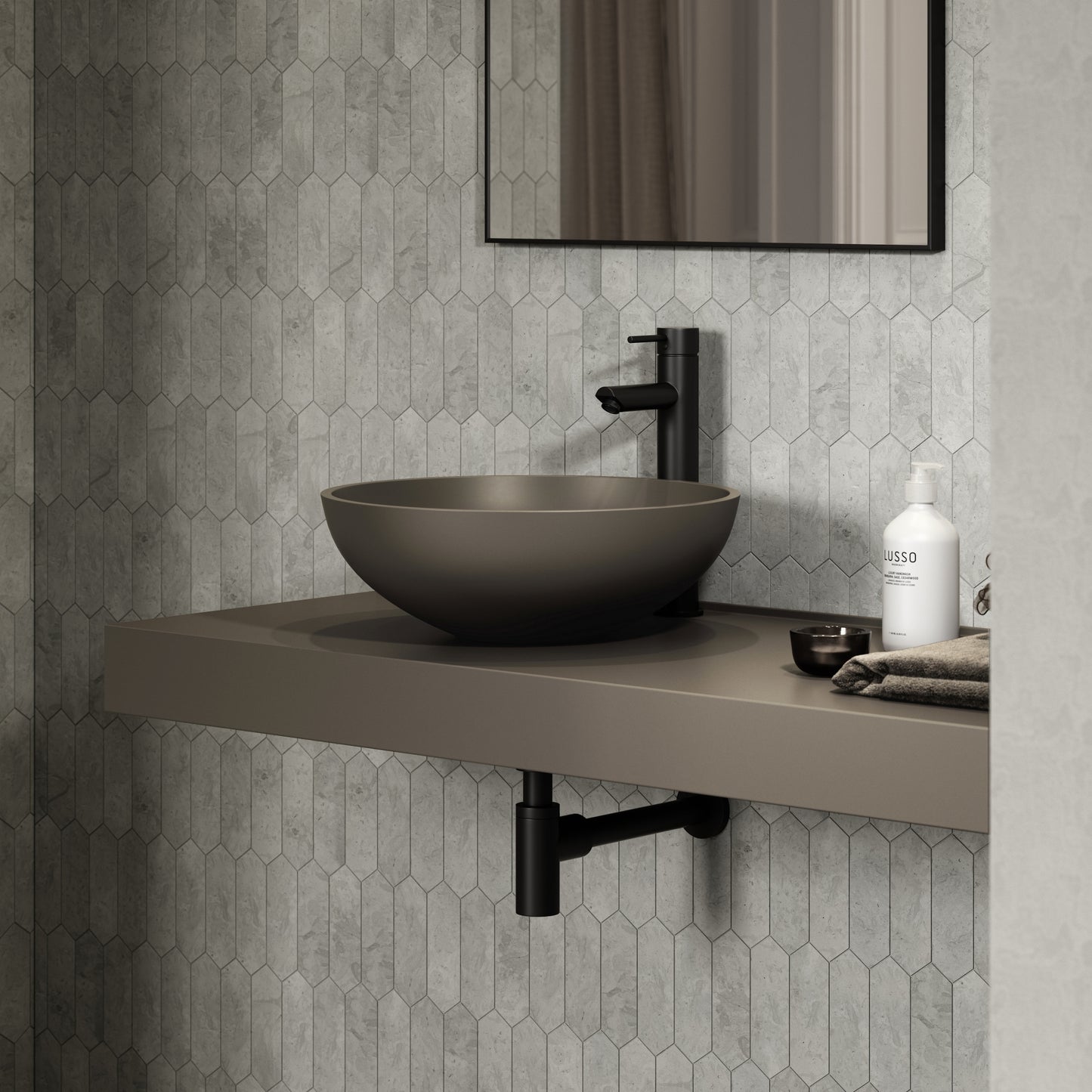 Oasis Earth Round Countertop Stone Basin 420mm