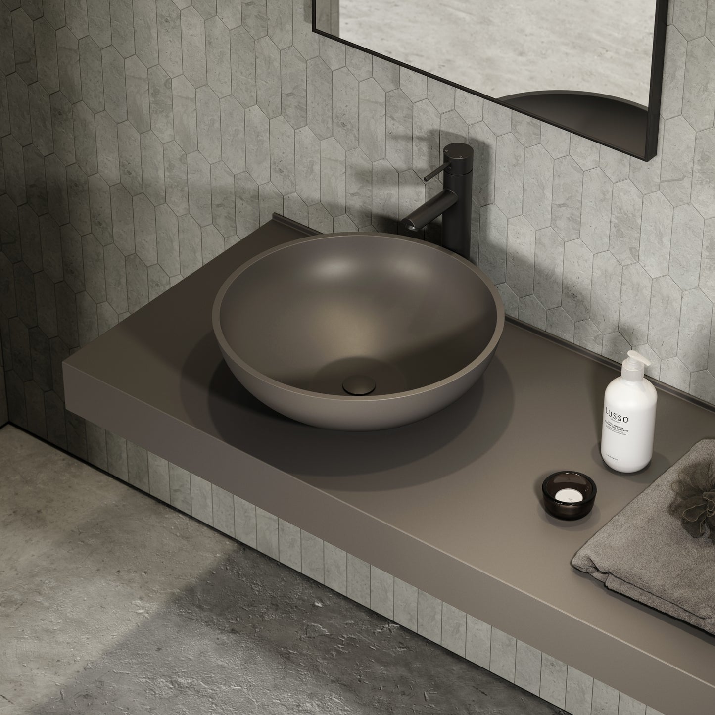 Oasis Earth Round Countertop Stone Basin 420mm