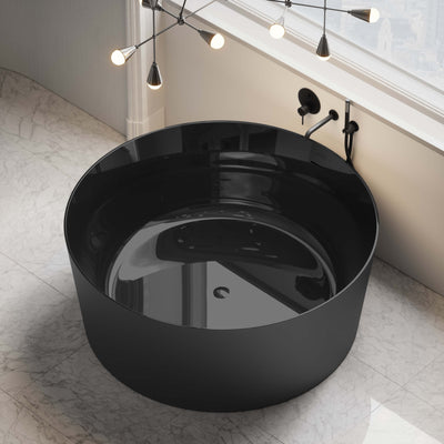 Palais Matte Black Freestanding Round Stone Bath 1400mm