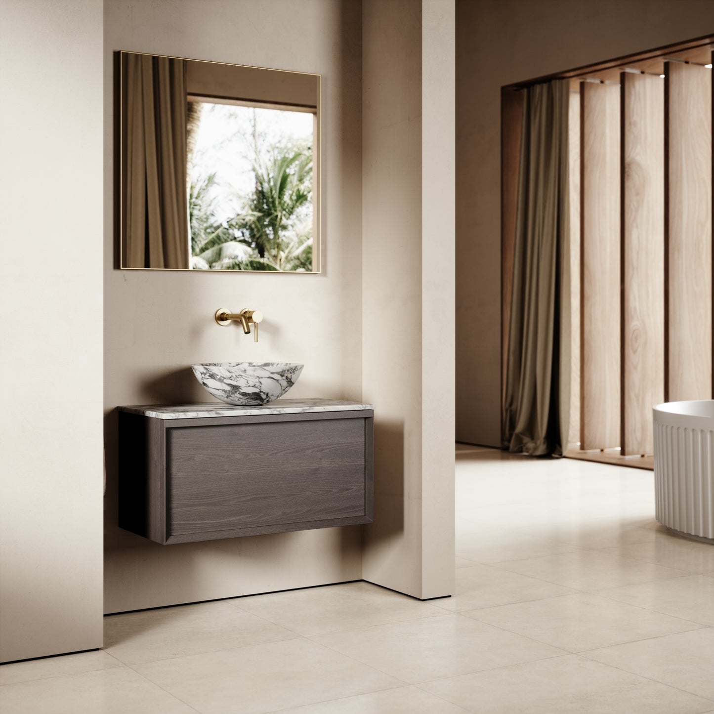 Palermo Grey Oak Vanity Unit 800mm