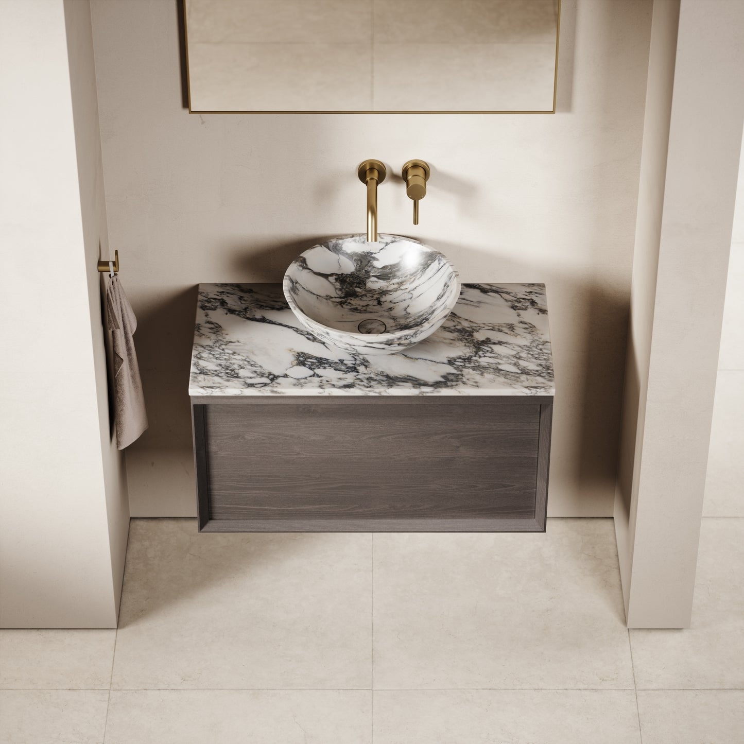 Palermo Grey Oak Vanity Unit 800mm
