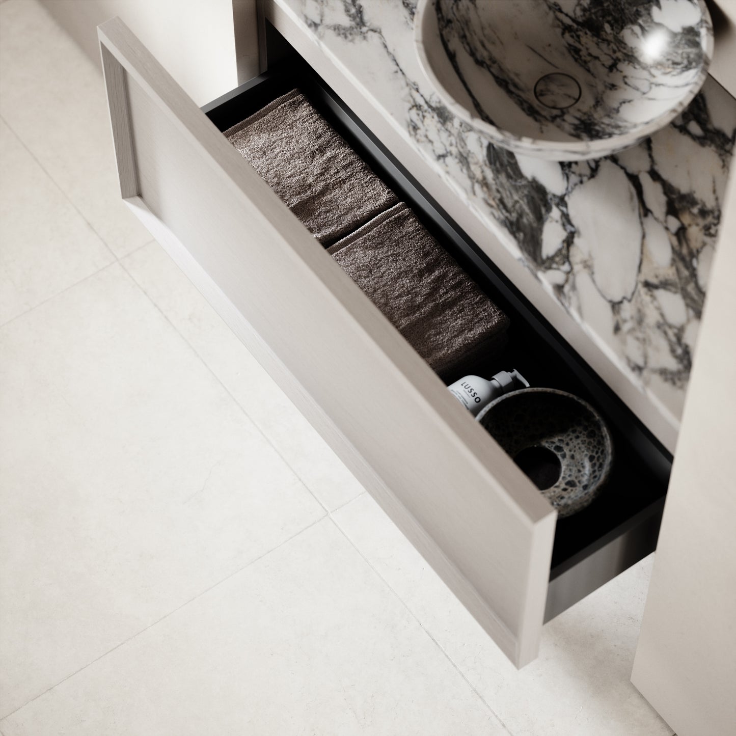 Palermo Velvet Beige Vanity Unit 1000mm