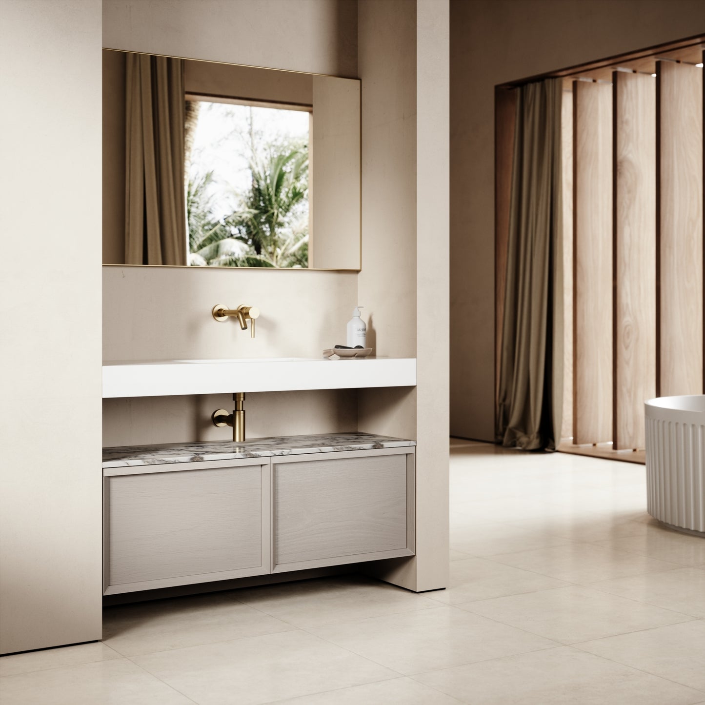 Palermo Velvet Beige Vanity Unit 1200mm
