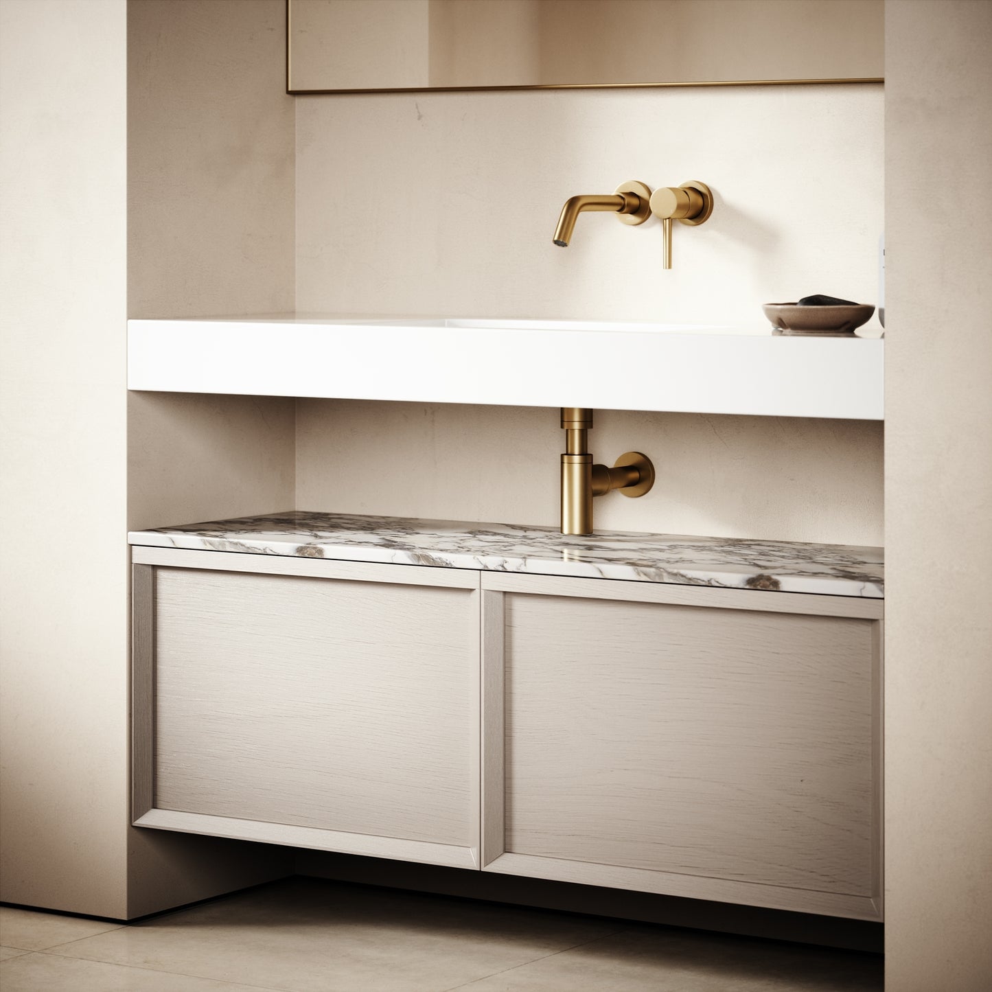 Palermo Velvet Beige Vanity Unit 1200mm