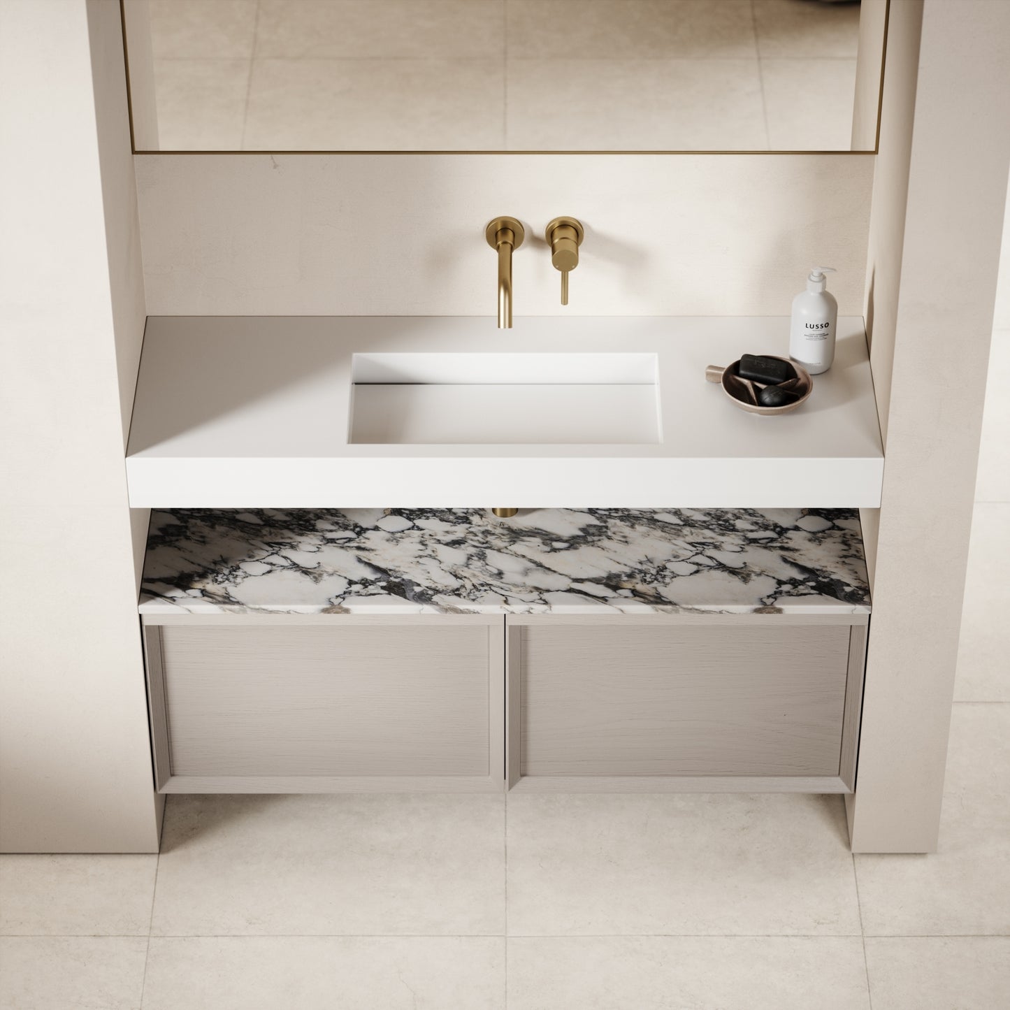 Palermo Velvet Beige Vanity Unit 1200mm