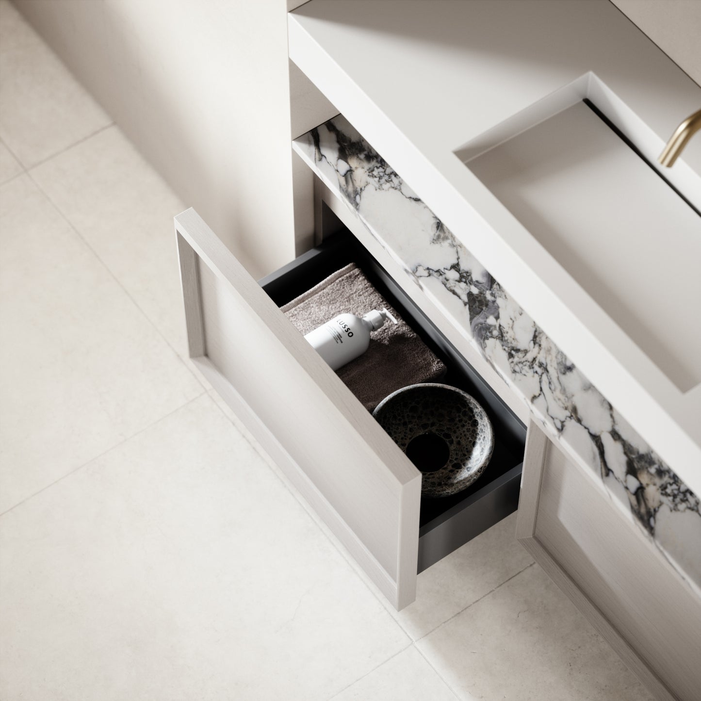 Palermo Velvet Beige Vanity Unit 1200mm