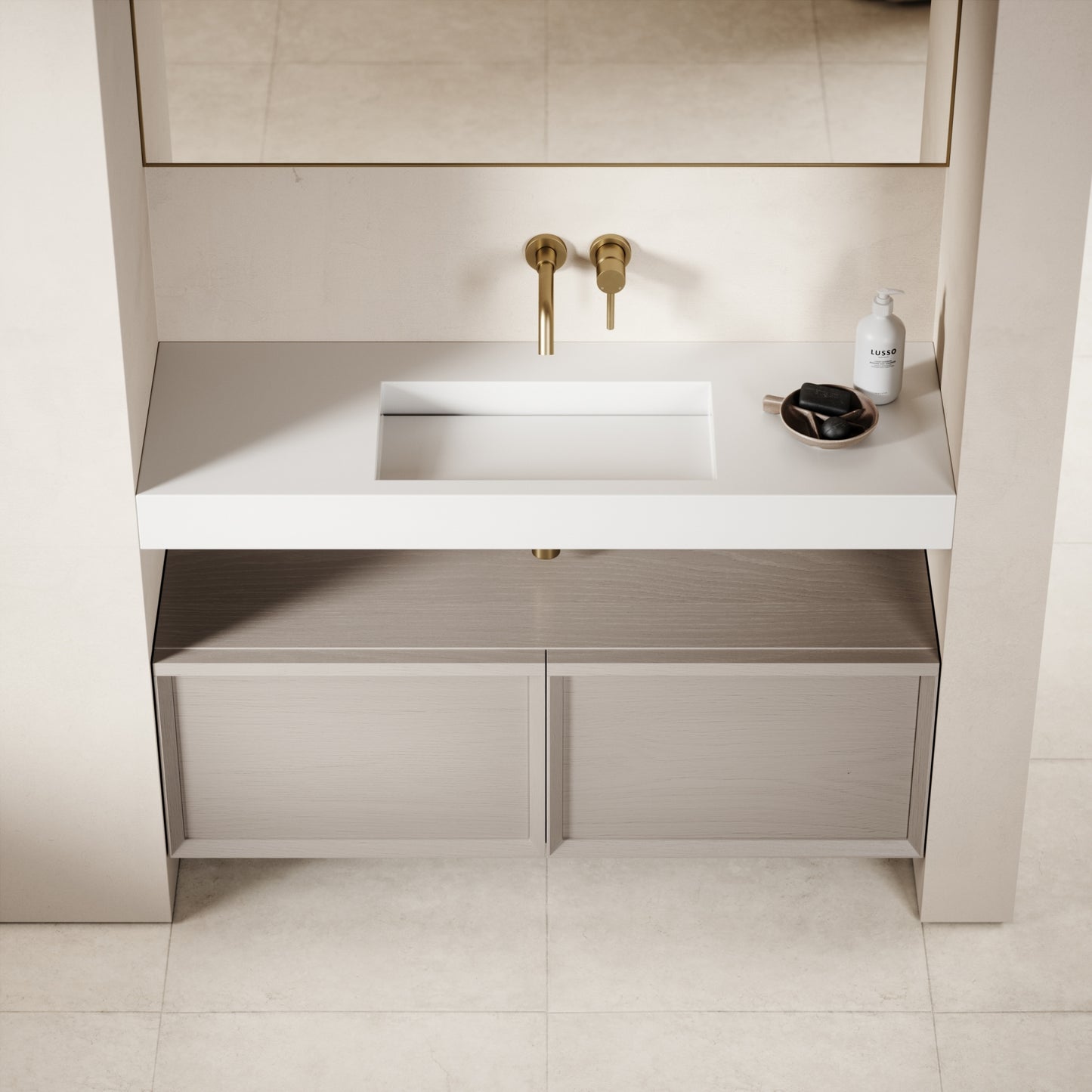 Palermo Velvet Beige Vanity Unit 1200mm