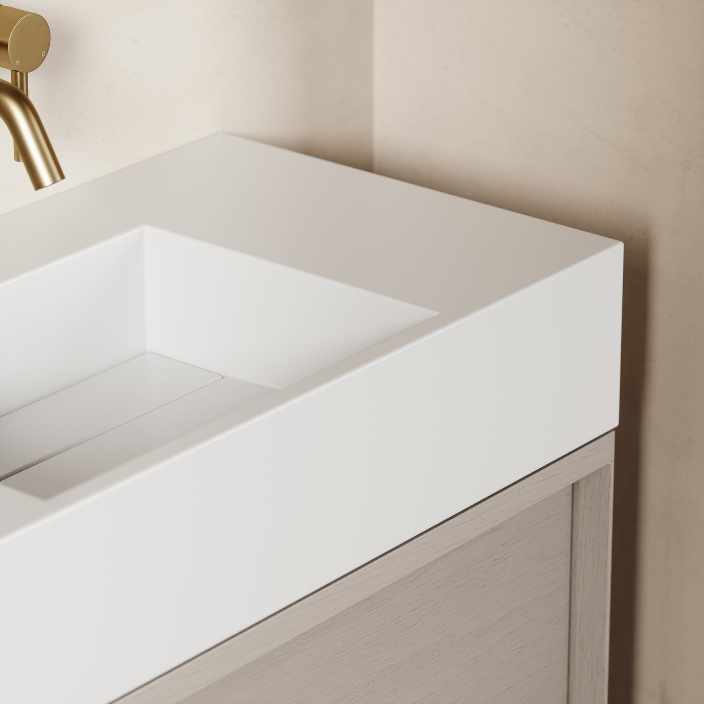 Palermo Velvet Beige Vanity Unit 800mm