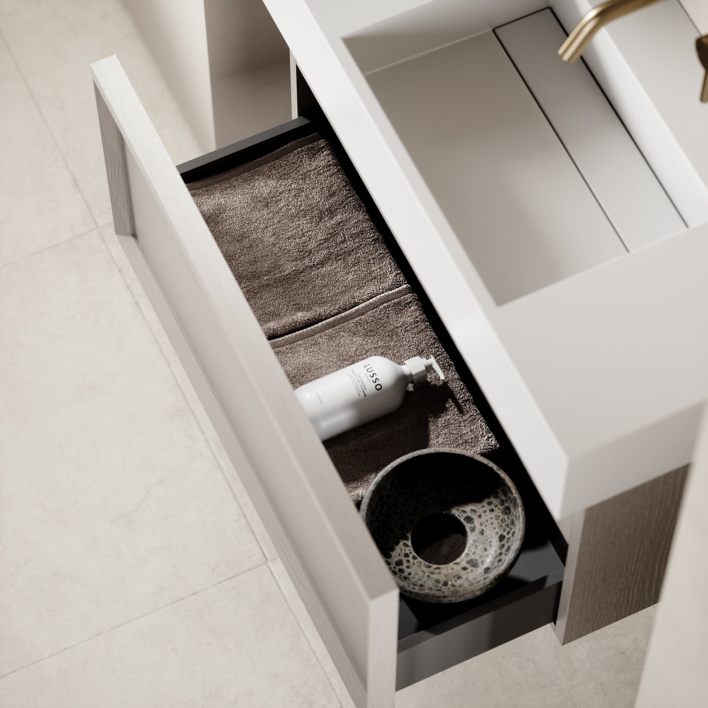 Palermo Velvet Beige Vanity Unit 800mm