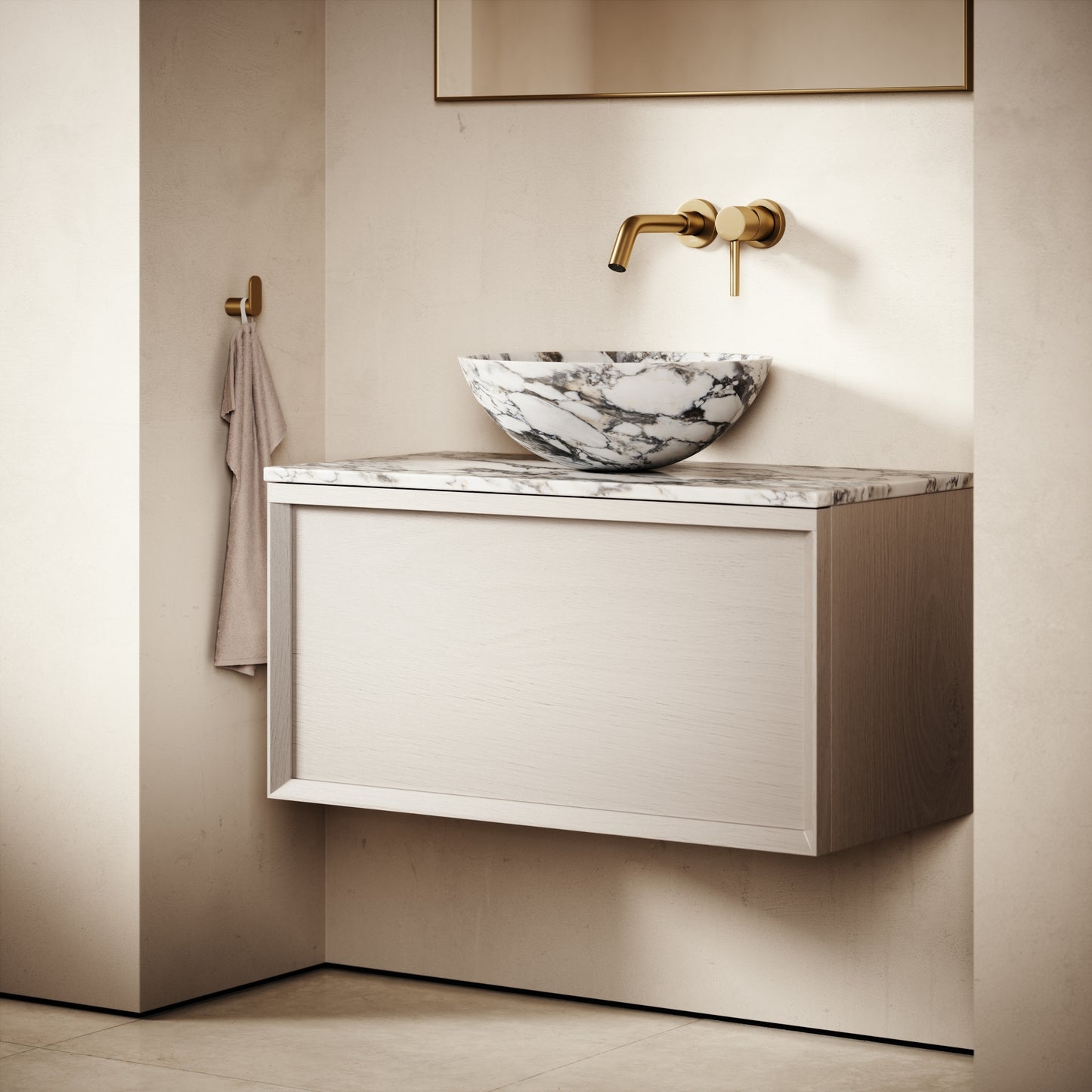 Palermo Velvet Beige Vanity Unit 800mm