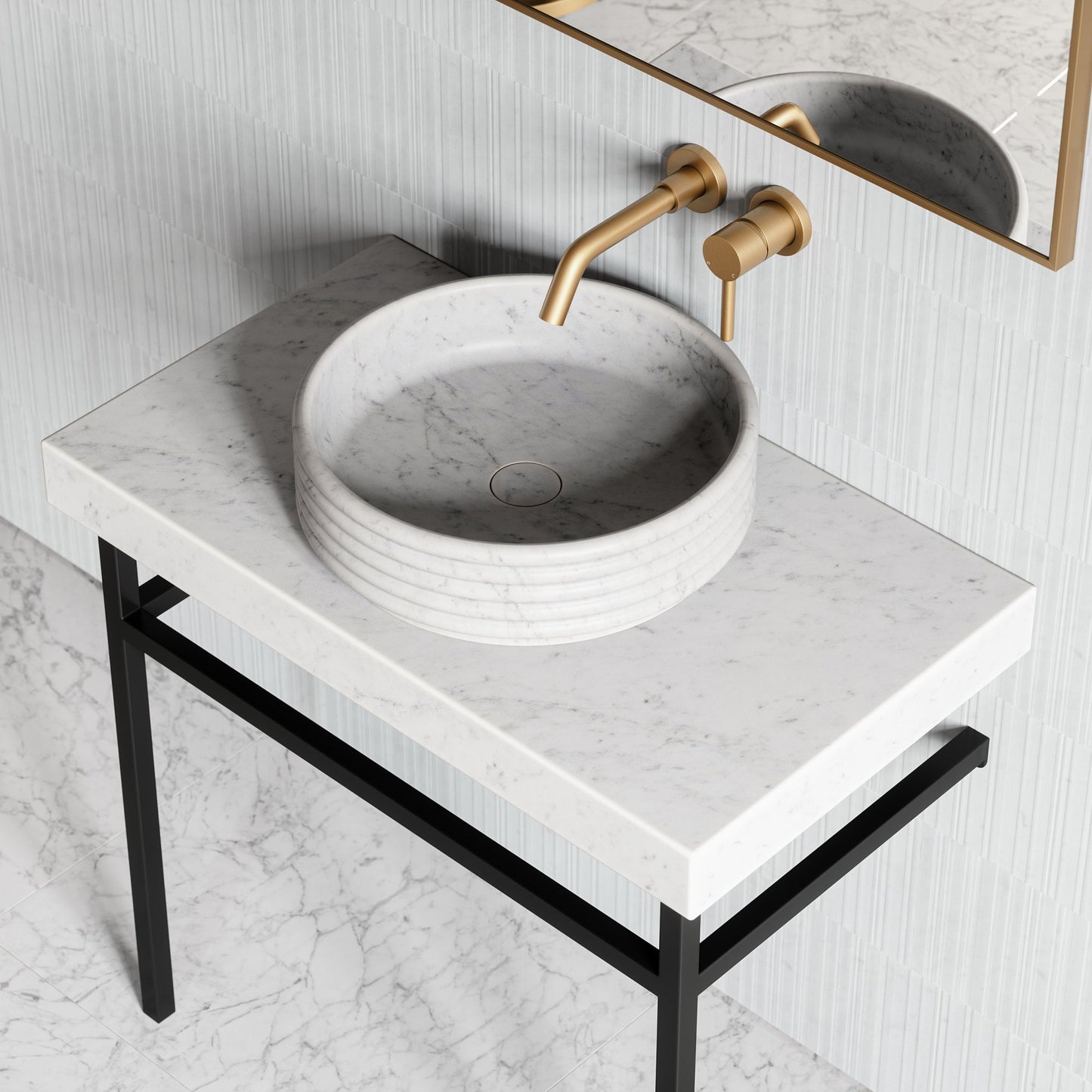 Perlato Carrara Marble Countertop Basin 400mm