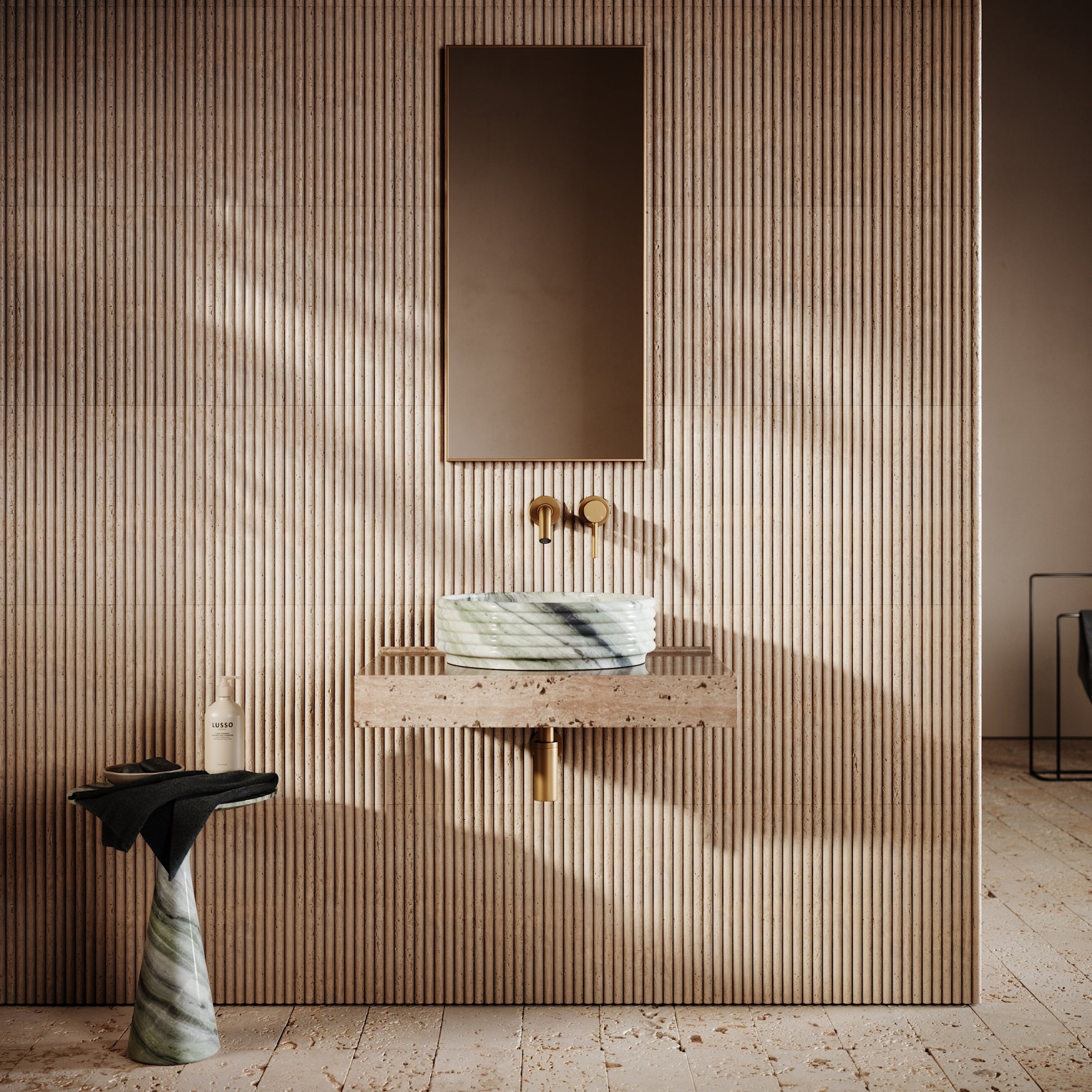 Perlato Jade Green Marble Countertop Basin 400mm