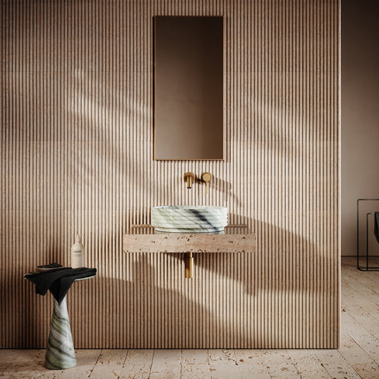 Perlato Jade Green Marble Countertop Basin 400mm