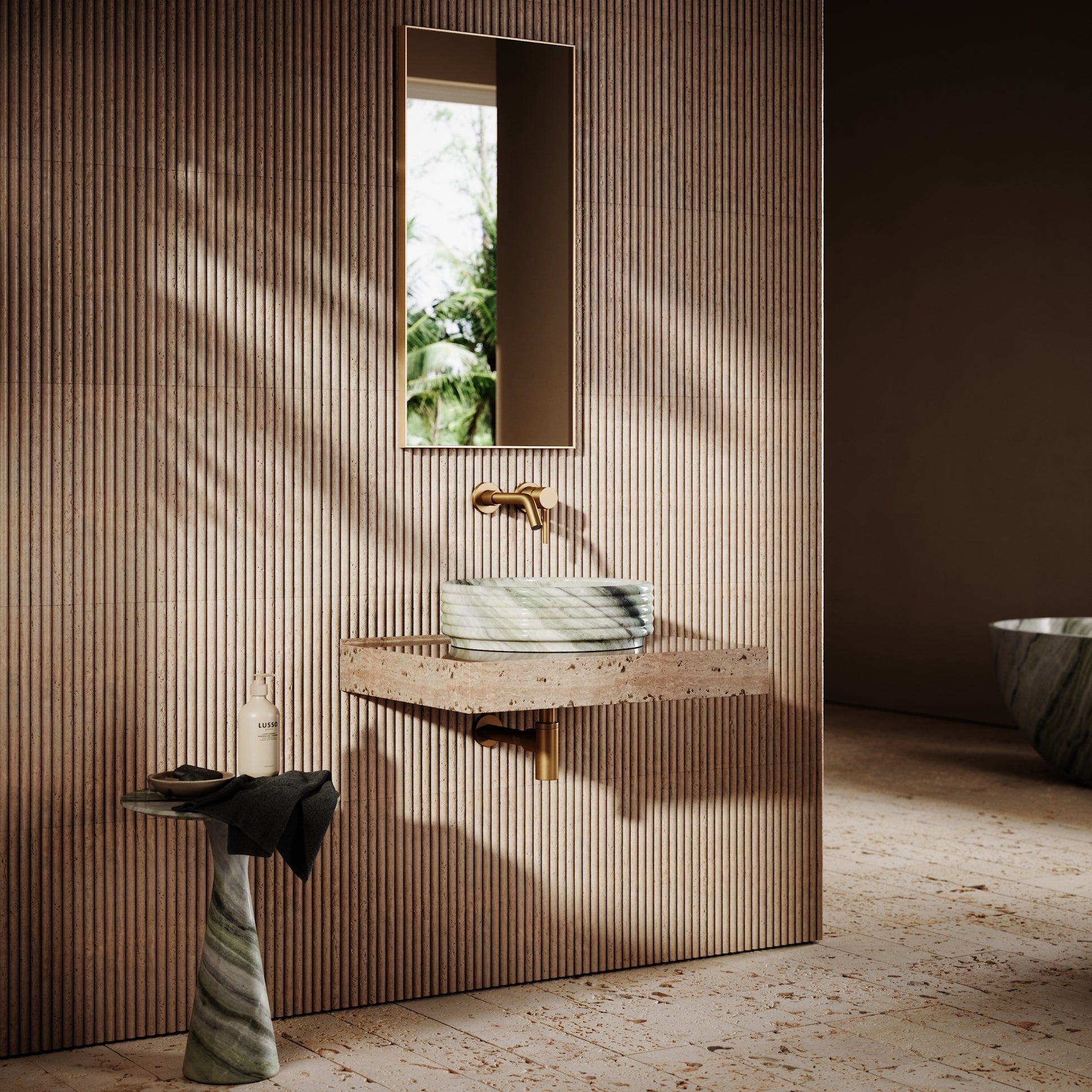 Perlato Jade Green Marble Countertop Basin 400mm