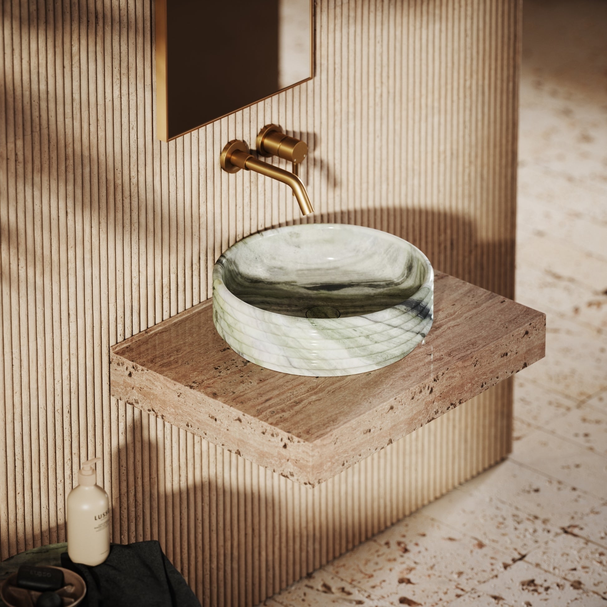 Perlato Jade Green Marble Countertop Basin 400mm