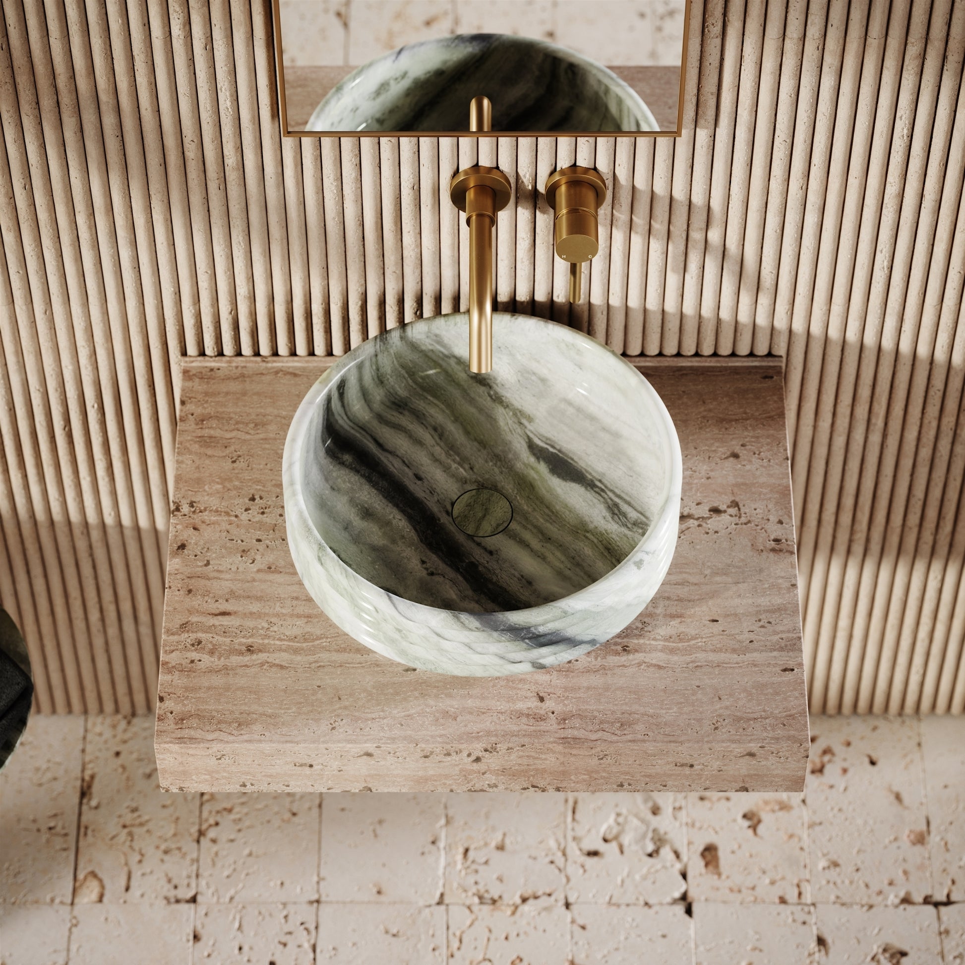 Perlato Jade Green Marble Countertop Basin 400mm