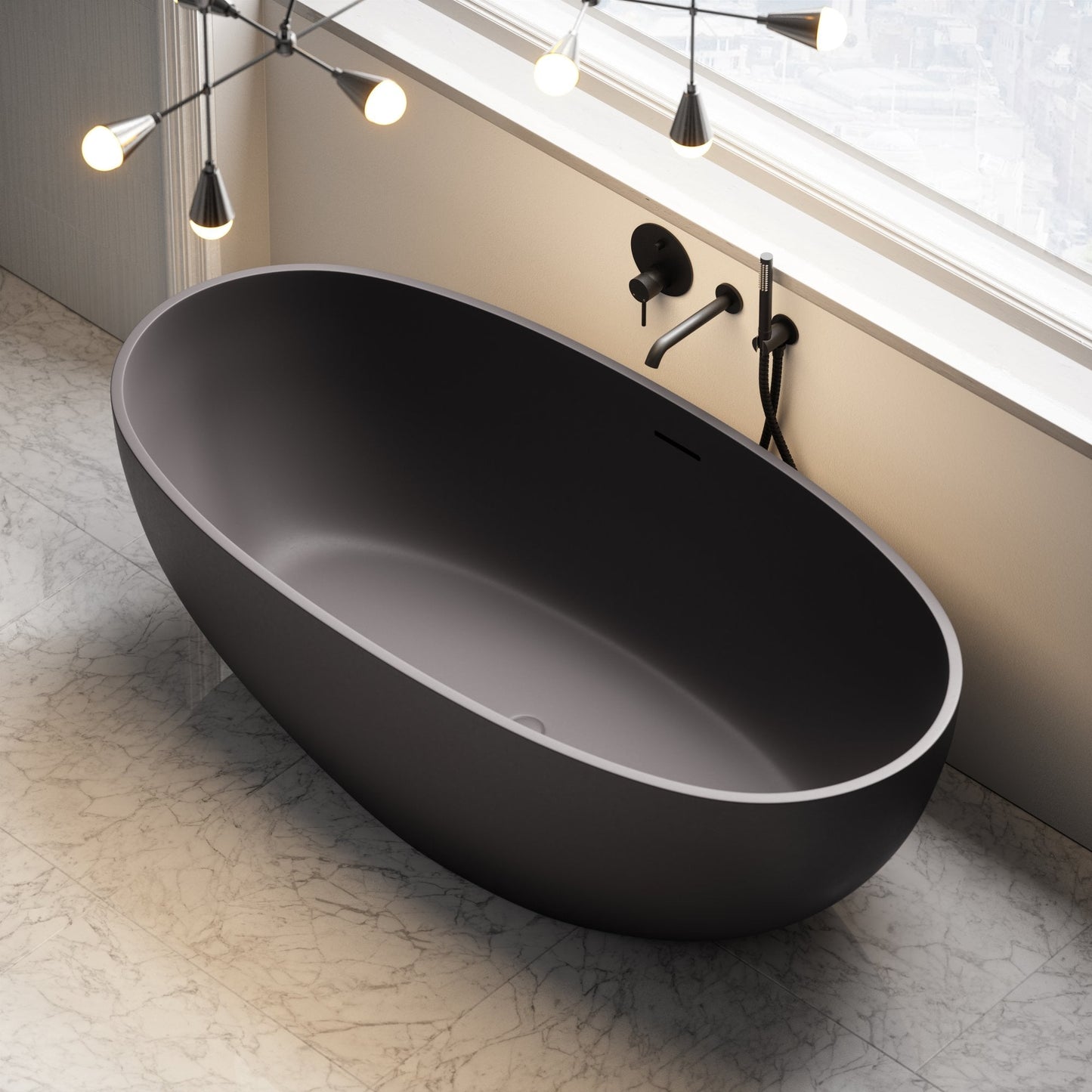 Picasso Charcoal Freestanding Stone Bath 1650mm