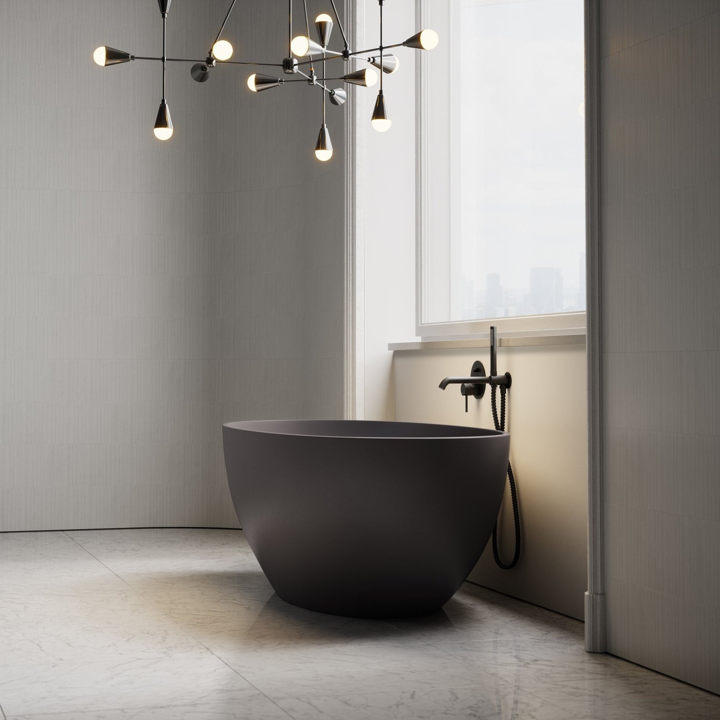 Picasso Charcoal Freestanding Stone Bath 1650mm
