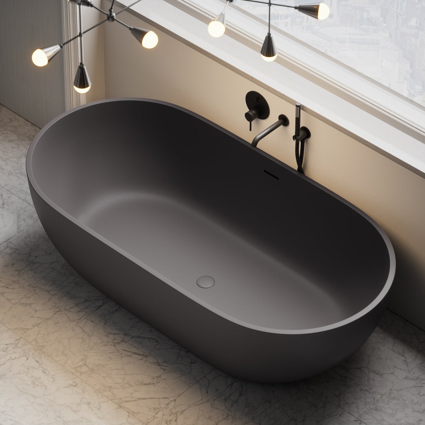 Picasso Charcoal Freestanding Stone Bath 1780mm
