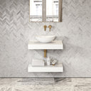 Stone Wall Hung Countertop Basin Shelf & Towel Shelf (660mm Wide - Matte/Polished White)
