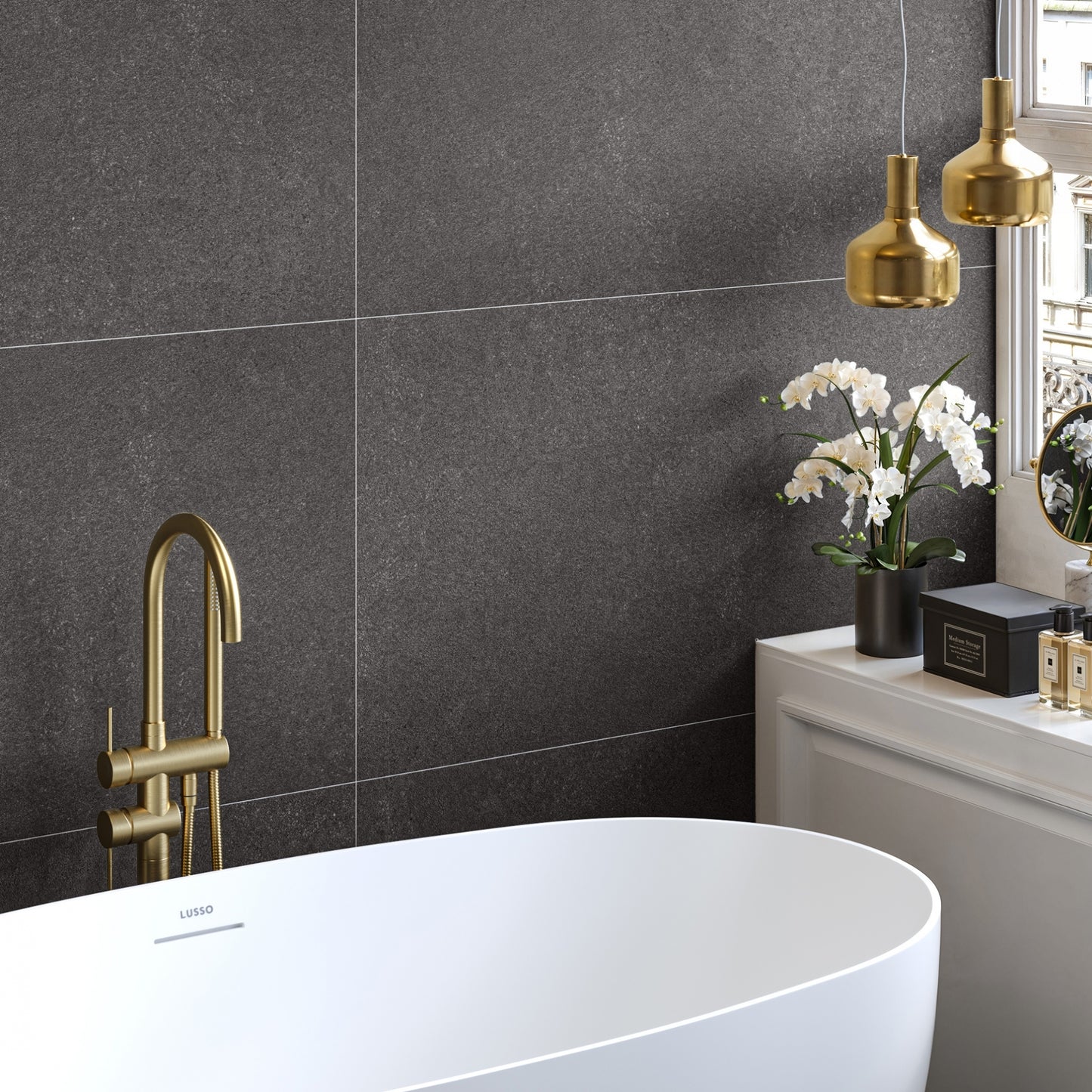 Porcini Nero Natural Stone Porcelain Tile 1200 x 600 mm