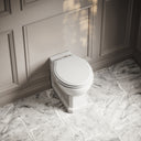 Portland Back to Wall Traditional Toilet with Solid Oak Matte White seat (Chrome Fittings)