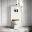 Portland Back To Wall Traditional Toilet With Solid Oak Seat, Concealed Cistern, Flush Plate and Claridge Matte White WC Housing