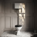 Portland High Level Traditional Toilet with Solid Oak Matte Black seat (Chrome Fittings)