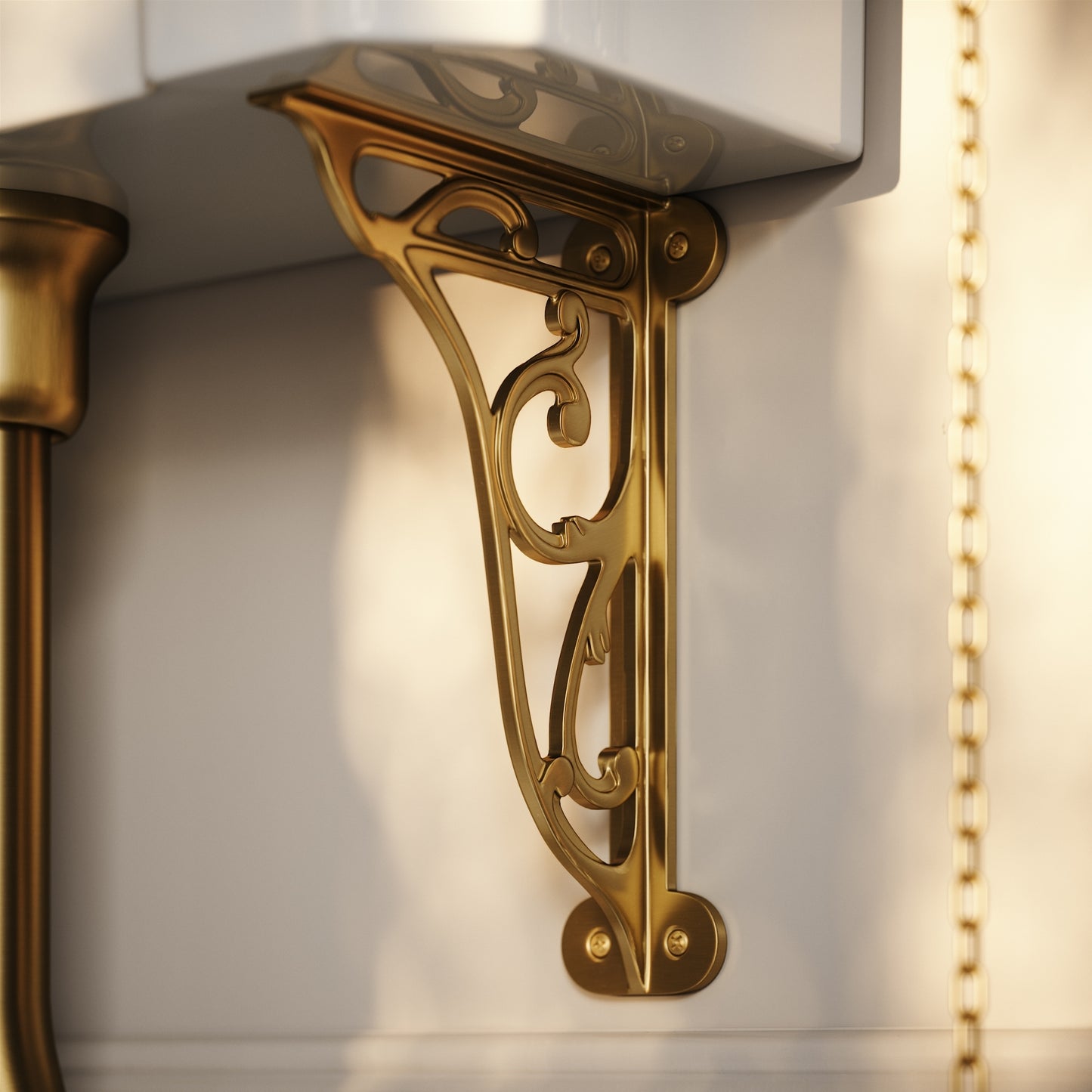 Portland High Level Traditional Toilet with Solid Oak Velvet Beige seat (Brushed Gold Fittings)