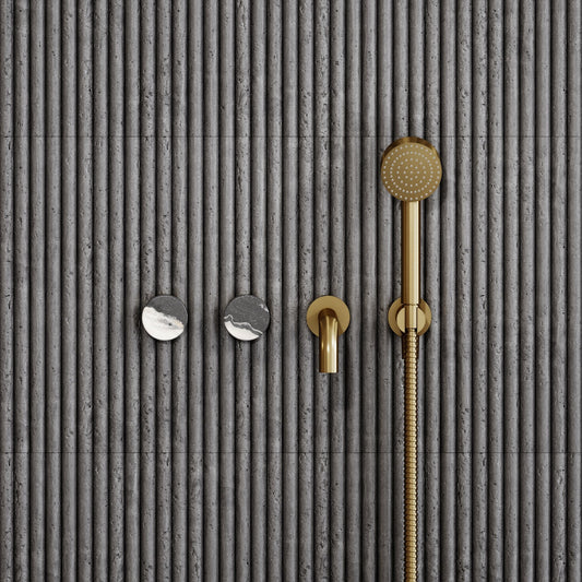 Porto Wall Mounted Bath Filler (Brushed Gold & Panda Marble)